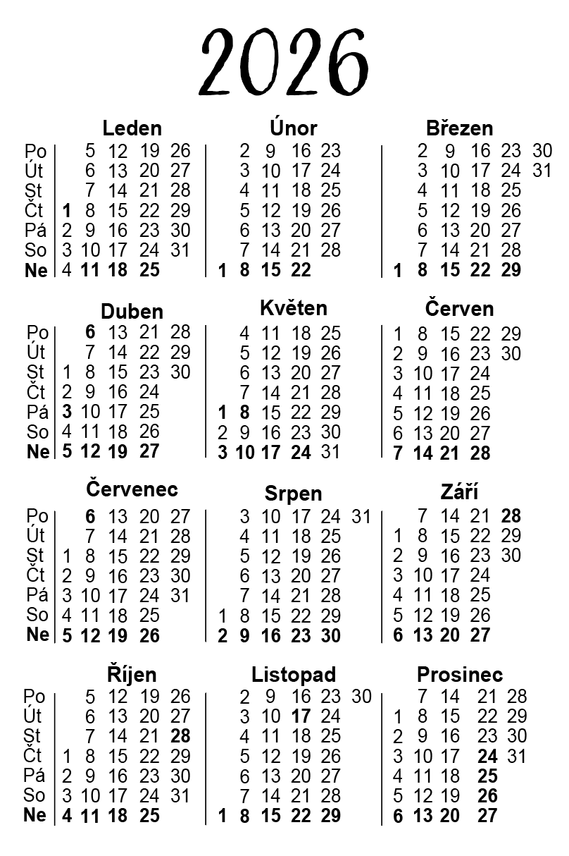Kalendáře kominíci zadní strana